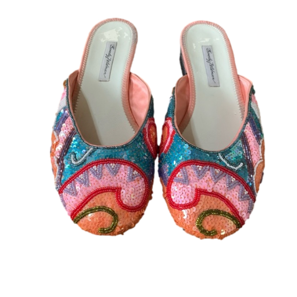 Beverly Feldman Shoes - Beverly Feldman Sequins Beaded Slip On Shoes